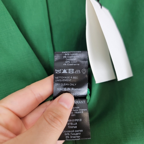 NWT Isabel Marant Stella Dress Puff Sleeve Mini Green 40/8 - Picture 13 of 15